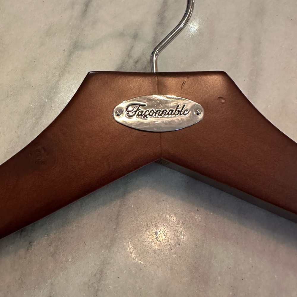 Faconnable Brown Wooden Hanger with Silver Accent
